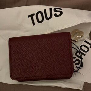 Tous Deep Red Leather Wallet with Gold Clasp
